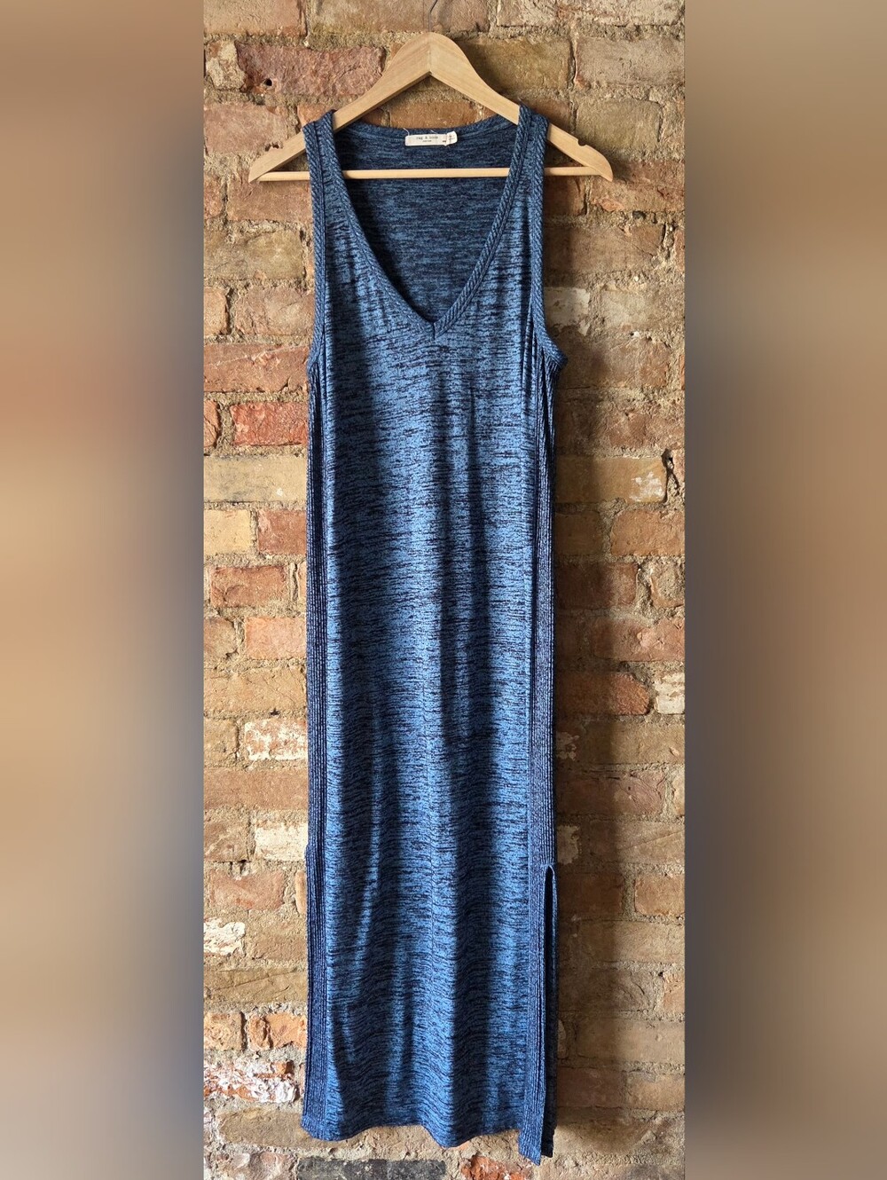 rag & bone Blue Knit V-Neck Sleeveless Maxi Skirt